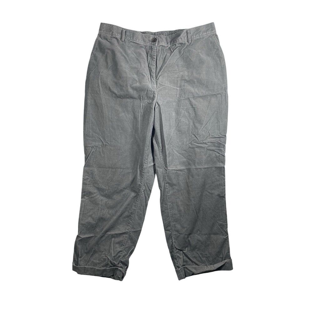 Lands' End Womens Stretchable Waist High Rise Straight Leg Pants in Gray SZ 18W